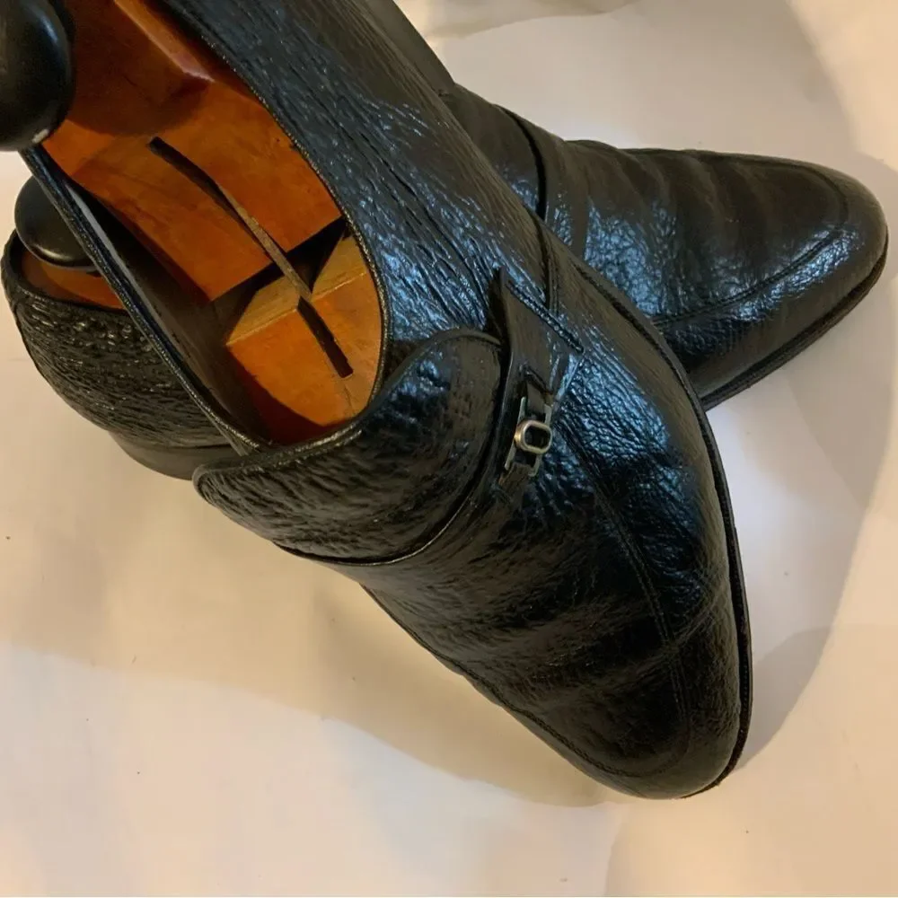 Rare Vintage D’Marco Mens Black Embossed Slip On Loafers Shoes US Sz 9.5M